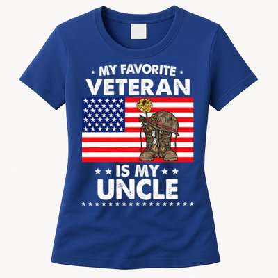 My Favorite Veteran Is My Uncle Proud Uncle Veterans Day Funny Gift Womens T-Shirt
