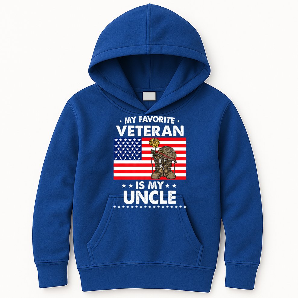 My Favorite Veteran Is My Uncle Proud Uncle Veterans Day Funny Gift Kids Hoodie