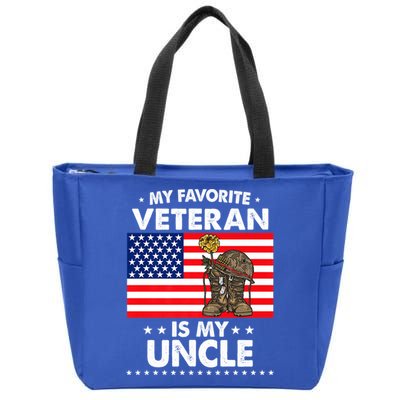 My Favorite Veteran Is My Uncle Proud Uncle Veterans Day Funny Gift Zip Tote Bag