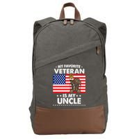 My Favorite Veteran Is My Uncle Proud Uncle Veterans Day Funny Gift Cotton Canvas Backpack
