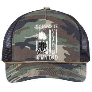 my favorite veteran is my dad army military veterans day Retro Rope Trucker Hat Cap