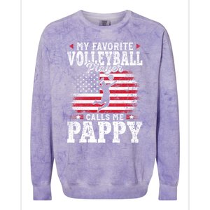 My Favorite Volleyball Player Calls Me Pappy Fathers Day Gift Colorblast Crewneck Sweatshirt