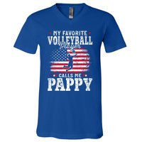 My Favorite Volleyball Player Calls Me Pappy Fathers Day Gift V-Neck T-Shirt