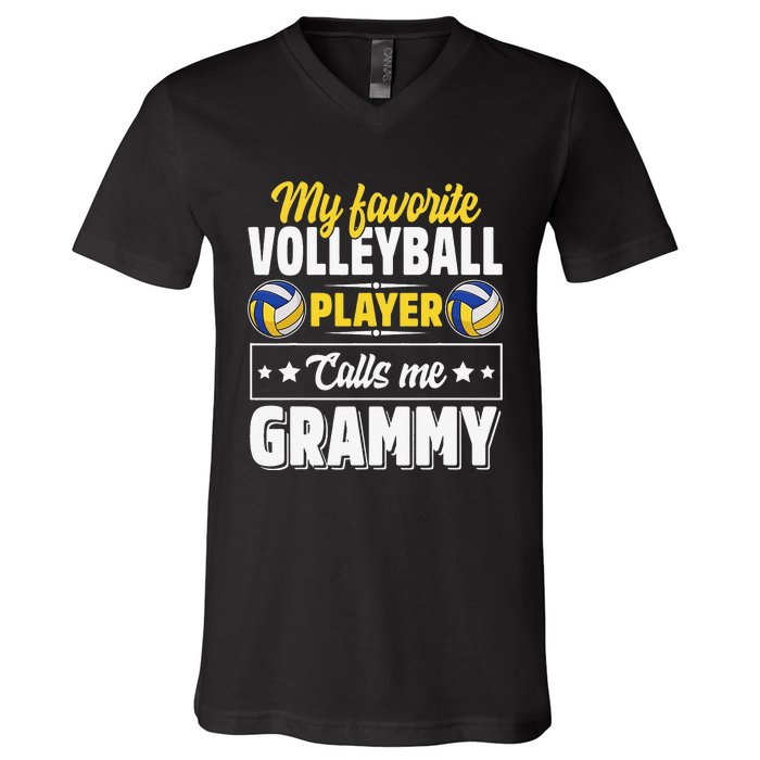 My Favorite Volleyball Player Calls Me Grammy Mother's Day V-Neck T-Shirt