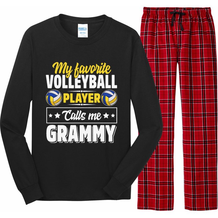 My Favorite Volleyball Player Calls Me Grammy Mother's Day Long Sleeve Pajama Set