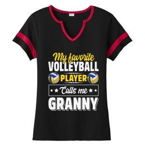 My Favorite Volleyball Player Calls Me Granny Mother's Day Ladies Halftime Notch Neck Tee