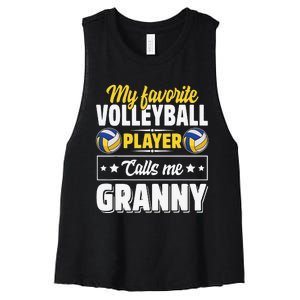 My Favorite Volleyball Player Calls Me Granny Mother's Day Women's Racerback Cropped Tank