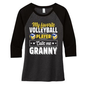 My Favorite Volleyball Player Calls Me Granny Mother's Day Women's Tri-Blend 3/4-Sleeve Raglan Shirt