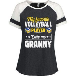 My Favorite Volleyball Player Calls Me Granny Mother's Day Enza Ladies Jersey Colorblock Tee