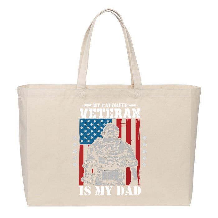 My Favorite Veteran Is My Dad Veterans Day Memorial Day Cotton Canvas Jumbo Tote