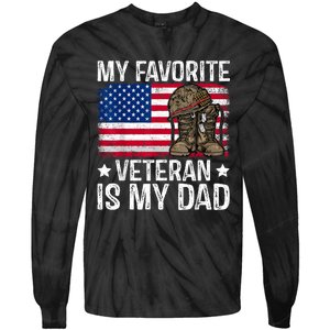 My Favorite Veteran Is My Dad Army Military Veterans Day Tie-Dye Long Sleeve Shirt