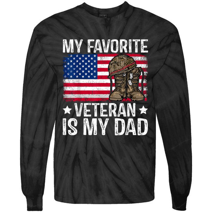 My Favorite Veteran Is My Dad Army Military Veterans Day Tie-Dye Long Sleeve Shirt