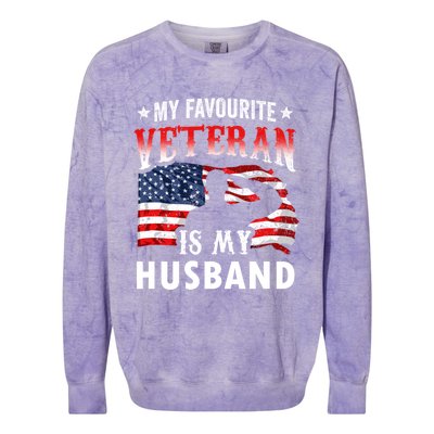 My Favorite Veteran Is My Husband Veteran's Day Veterans Gift Colorblast Crewneck Sweatshirt