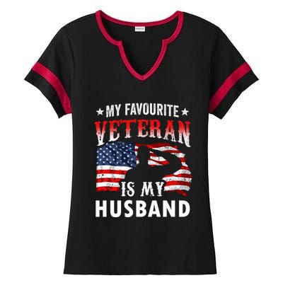 My Favorite Veteran Is My Husband Veteran's Day Veterans Gift Ladies Halftime Notch Neck Tee