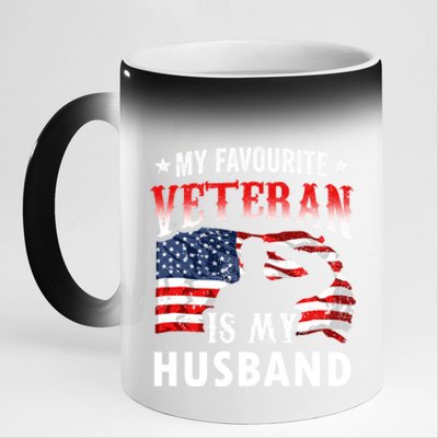 My Favorite Veteran Is My Husband Veteran's Day Veterans Gift 11oz Black Color Changing Mug