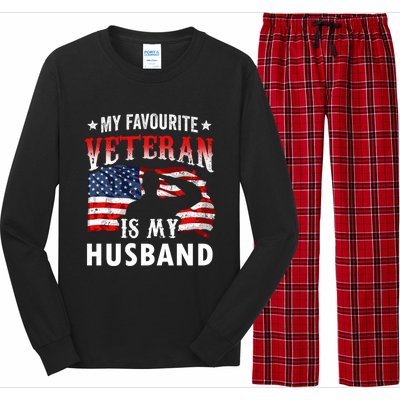 My Favorite Veteran Is My Husband Veteran's Day Veterans Gift Long Sleeve Pajama Set