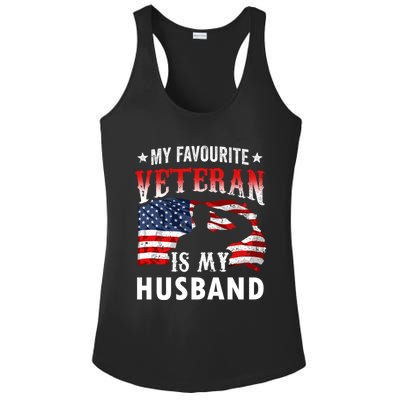 My Favorite Veteran Is My Husband Veteran's Day Veterans Gift Ladies PosiCharge Competitor Racerback Tank