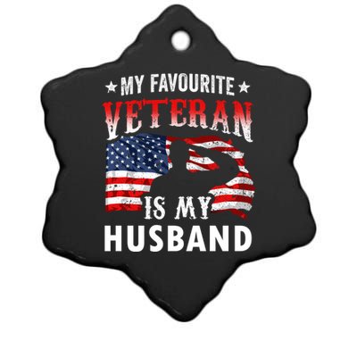 My Favorite Veteran Is My Husband Veteran's Day Veterans Gift Ceramic Star Ornament