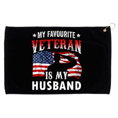 My Favorite Veteran Is My Husband Veteran's Day Veterans Gift Grommeted Golf Towel