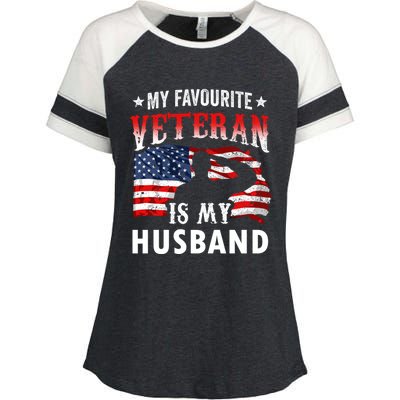 My Favorite Veteran Is My Husband Veteran's Day Veterans Gift Enza Ladies Jersey Colorblock Tee