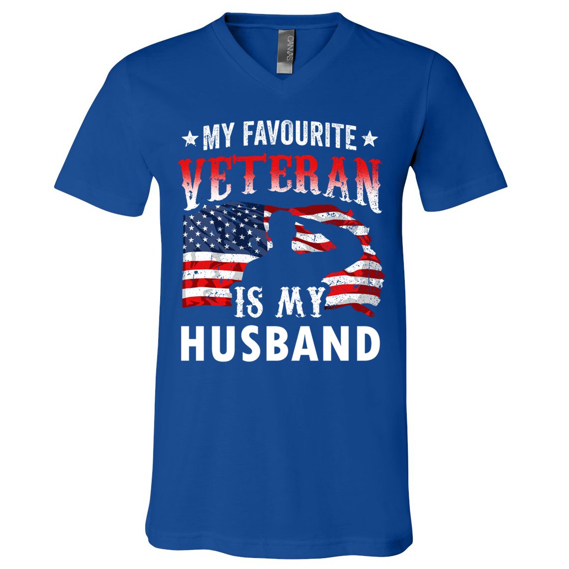My Favorite Veteran Is My Husband Veteran's Day Veterans Gift V-Neck T-Shirt