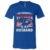 My Favorite Veteran Is My Husband Veteran's Day Veterans Gift V-Neck T-Shirt