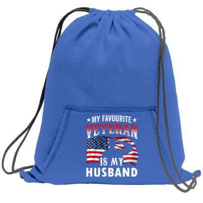 My Favorite Veteran Is My Husband Veteran's Day Veterans Gift Sweatshirt Cinch Pack Bag