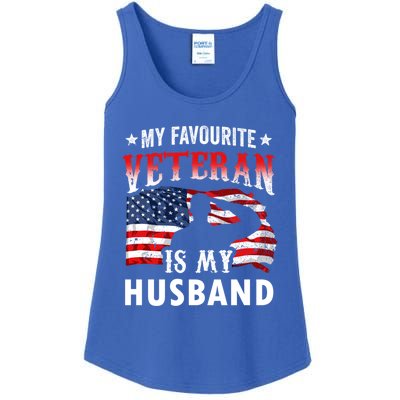 My Favorite Veteran Is My Husband Veteran's Day Veterans Gift Ladies Essential Tank