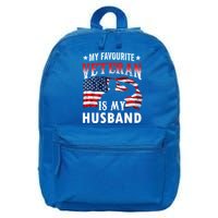 My Favorite Veteran Is My Husband Veteran's Day Veterans Gift 16 in Basic Backpack