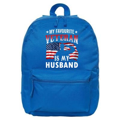 My Favorite Veteran Is My Husband Veteran's Day Veterans Gift 16 in Basic Backpack