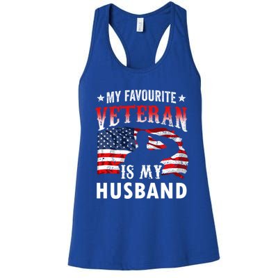 My Favorite Veteran Is My Husband Veteran's Day Veterans Gift Women's Racerback Tank