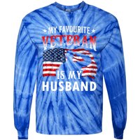 My Favorite Veteran Is My Husband Veteran's Day Veterans Gift Tie-Dye Long Sleeve Shirt