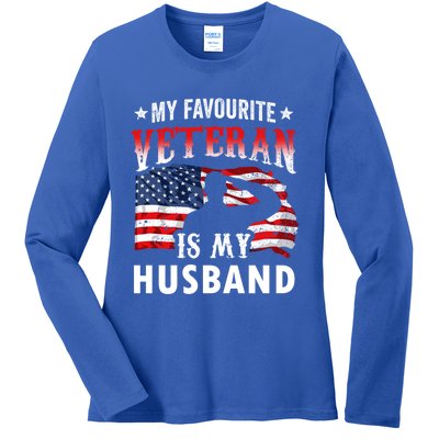 My Favorite Veteran Is My Husband Veteran's Day Veterans Gift Ladies Long Sleeve Shirt