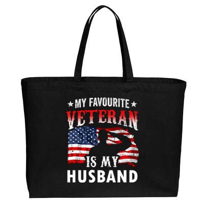 My Favorite Veteran Is My Husband Veteran's Day Veterans Gift Cotton Canvas Jumbo Tote