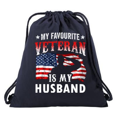 My Favorite Veteran Is My Husband Veteran's Day Veterans Gift Drawstring Bag