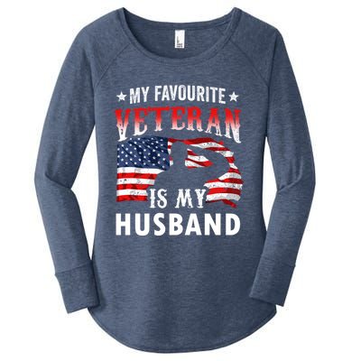 My Favorite Veteran Is My Husband Veteran's Day Veterans Gift Women's Perfect Tri Tunic Long Sleeve Shirt