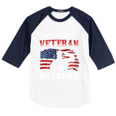 My Favorite Veteran Is My Husband Veteran's Day Veterans Gift Baseball Sleeve Shirt