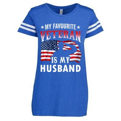 My Favorite Veteran Is My Husband Veteran's Day Veterans Gift Enza Ladies Jersey Football T-Shirt