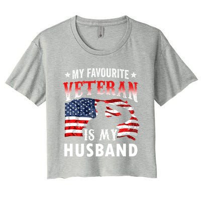 My Favorite Veteran Is My Husband Veteran's Day Veterans Gift Women's Crop Top Tee