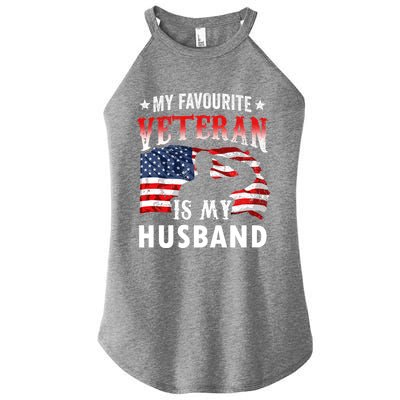 My Favorite Veteran Is My Husband Veteran's Day Veterans Gift Women's Perfect Tri Rocker Tank