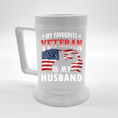 My Favorite Veteran Is My Husband Veteran's Day Veterans Gift Beer Stein