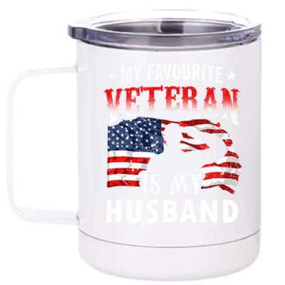 My Favorite Veteran Is My Husband Veteran's Day Veterans Gift 12 oz Stainless Steel Tumbler Cup