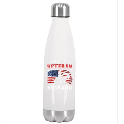 My Favorite Veteran Is My Husband Veteran's Day Veterans Gift Stainless Steel Insulated Water Bottle