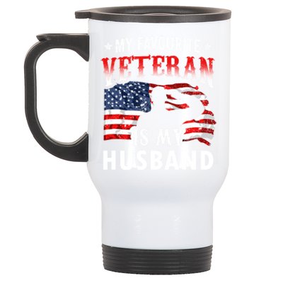 My Favorite Veteran Is My Husband Veteran's Day Veterans Gift Stainless Steel Travel Mug