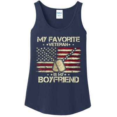 My Favorite Veteran Is My Boyfriend Flags Veterans Day Ladies Essential Tank