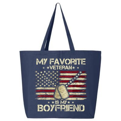 My Favorite Veteran Is My Boyfriend Flags Veterans Day 25L Jumbo Tote