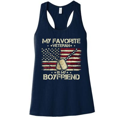 My Favorite Veteran Is My Boyfriend Flags Veterans Day Women's Racerback Tank