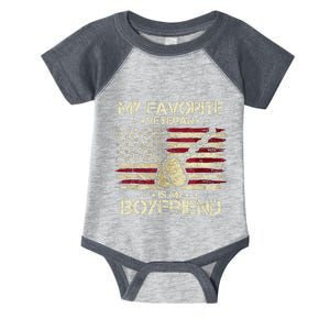 My Favorite Veteran Is My Boyfriend Flags Veterans Day Infant Baby Jersey Bodysuit