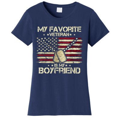 My Favorite Veteran Is My Boyfriend Flags Veterans Day Women's T-Shirt