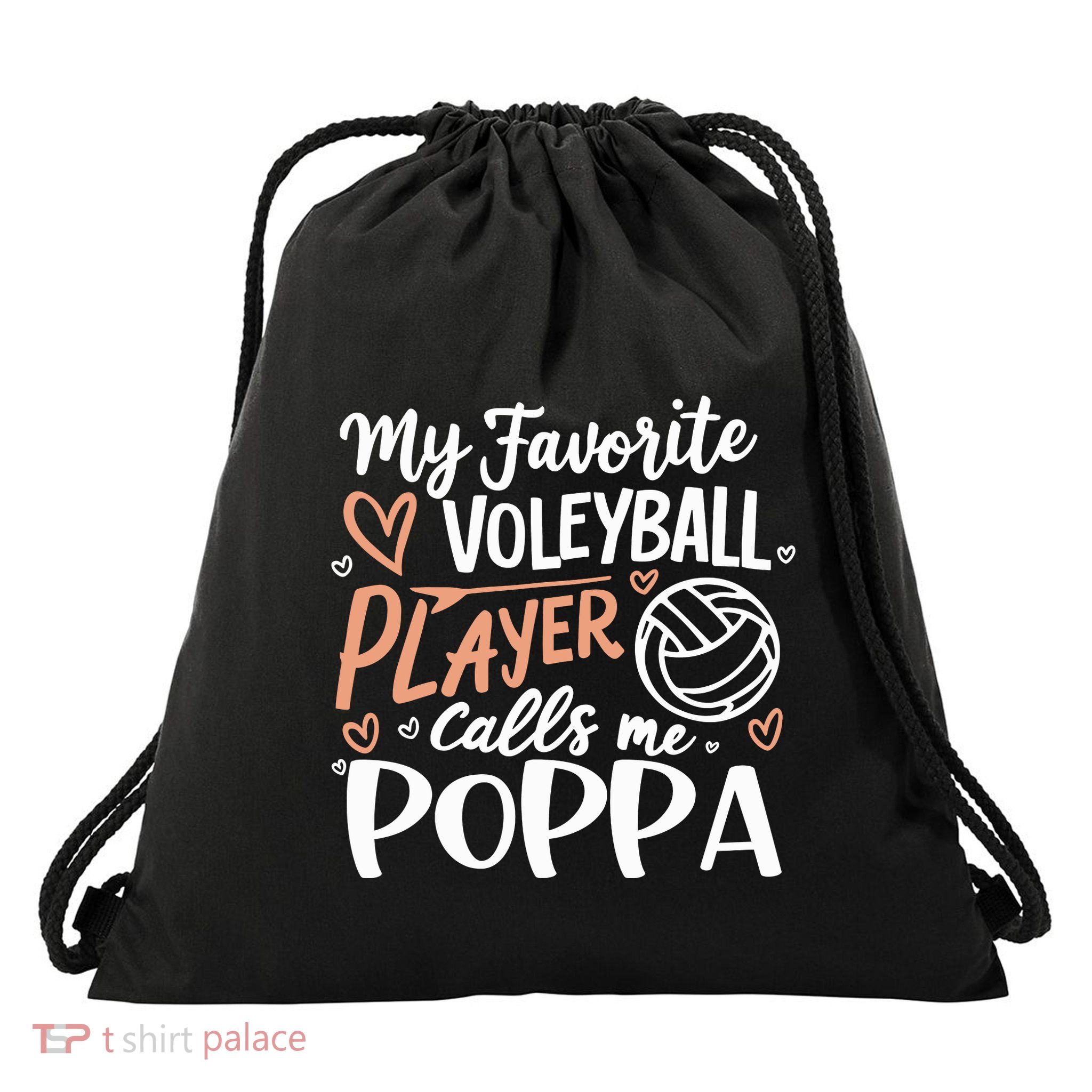 My Favorite Volleyball Player Calls Me Poppa Drawstring Bag